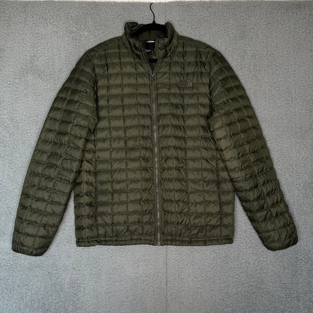 The North Face Mens Thermoball Eco Puffer Jacket Olive Green Large Full Zip Coat